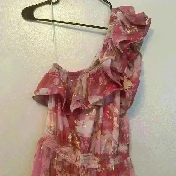 Buddy Love - Women’s Small - Sofia Dress - One Shoulder Pink/Gold - Picture 6 of 8